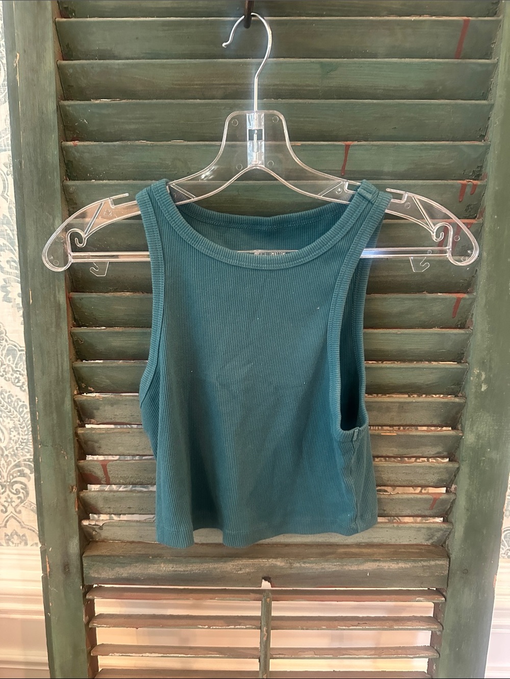 wild fable Teal Ribbed Cropped Tank